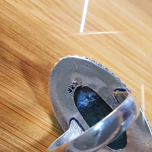 Chrysotile Serpentine Tumblestone 925 Sterling Silver Plated Ring Size 8.5 - Picture 7 of 9